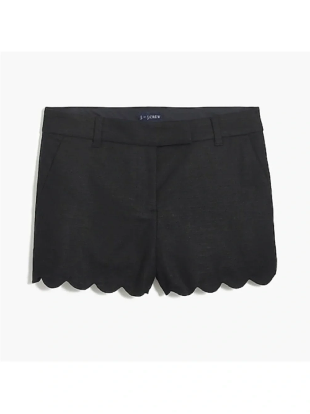 J. Crew Black Linen High Waist Scalloped Hem Women’s Shorts
